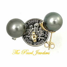 Load image into Gallery viewer, Glorious Tahitian Pearl Diamond Studs – 14k Yellow Gold
