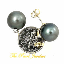 Load image into Gallery viewer, Glorious Tahitian Pearl Diamond Studs – 14k Yellow Gold