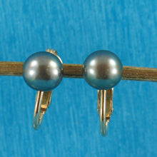 Load image into Gallery viewer, 14k Gold-Filled Clip-On Black-Gray Freshwater Pearl Earrings