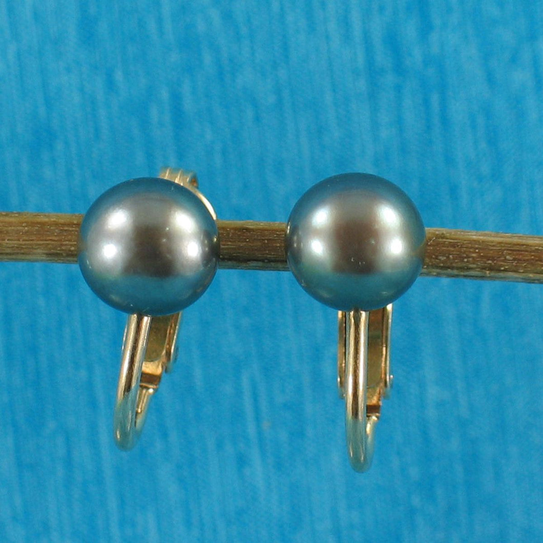 14k Gold-Filled Clip-On Black-Gray Freshwater Pearl Earrings