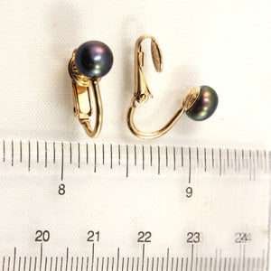 14k Gold-Filled Clip-On Black Freshwater Pearl Earrings