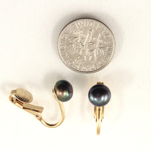 14k Gold-Filled Clip-On Black Freshwater Pearl Earrings