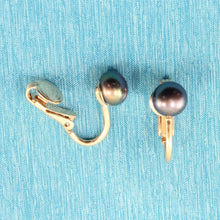 Load image into Gallery viewer, 14k Gold-Filled Clip-On Black Freshwater Pearl Earrings