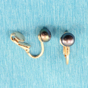 14k Gold-Filled Clip-On Black Freshwater Pearl Earrings