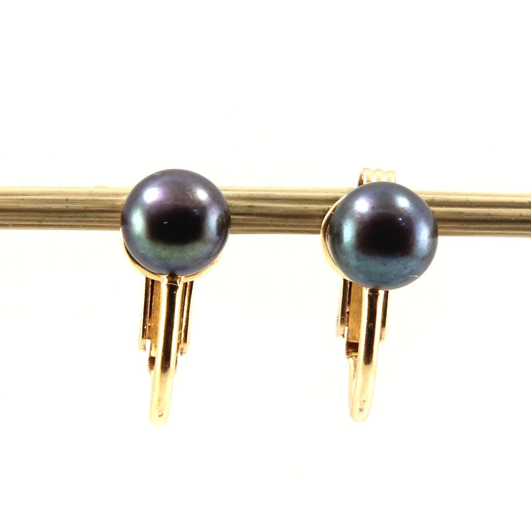 14k Gold-Filled Clip-On Black Freshwater Pearl Earrings
