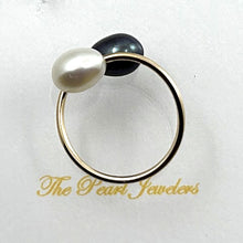 Load image into Gallery viewer, Gold-Filled Freshwater Pearl Two-Stone Bypass Ring