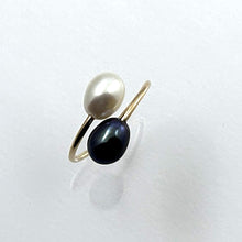 Load image into Gallery viewer, Gold-Filled Freshwater Pearl Two-Stone Bypass Ring