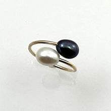 Load image into Gallery viewer, Gold-Filled Freshwater Pearl Two-Stone Bypass Ring