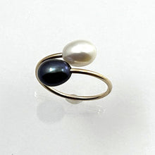Load image into Gallery viewer, Gold-Filled Freshwater Pearl Two-Stone Bypass Ring