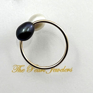 Gold-Filled Freshwater Pearl Two-Stone Bypass Ring