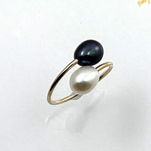 Load image into Gallery viewer, Gold-Filled Freshwater Pearl Two-Stone Bypass Ring