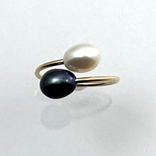 Load image into Gallery viewer, Gold-Filled Freshwater Pearl Two-Stone Bypass Ring