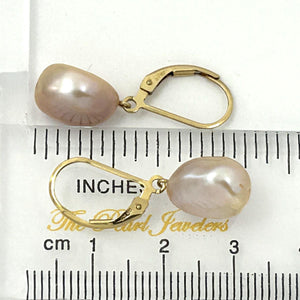 14k Gold Filled Pink Baroque Pearl Leverback Earrings