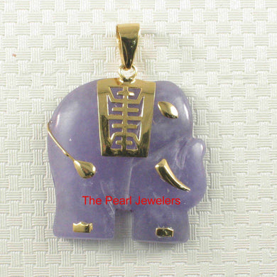 Gold Plated Lavender Jade Elephant Pendant