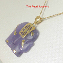 Load image into Gallery viewer, Gold Plated Lavender Jade Elephant Pendant