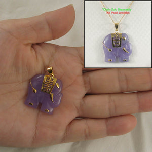 Gold Plated Lavender Jade Elephant Pendant