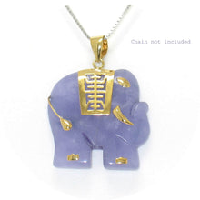 Load image into Gallery viewer, Gold Plated Lavender Jade Elephant Pendant