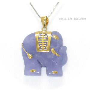 Gold Plated Lavender Jade Elephant Pendant