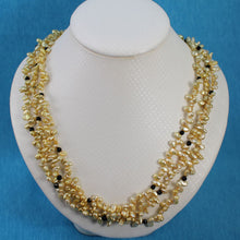 Load image into Gallery viewer, Golden-Green Keshi Pearl &amp; Black Onyx Necklace