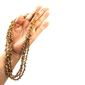 Three-Strand Golden-Green Keshi Pearl Necklace with Smoky Quartz