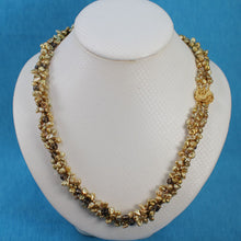 Load image into Gallery viewer, Three-Strand Golden-Green Keshi Pearl Necklace with Smoky Quartz