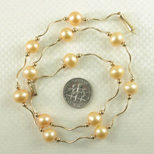Load image into Gallery viewer, Golden Cultured Pearls &amp; 14k Gold Spiral Tube Necklace