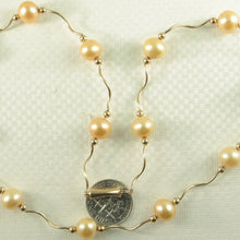 Load image into Gallery viewer, Golden Cultured Pearls &amp; 14k Gold Spiral Tube Necklace