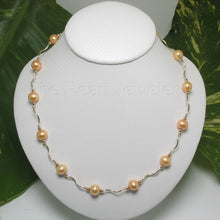 Load image into Gallery viewer, Golden Cultured Pearls &amp; 14k Gold Spiral Tube Necklace
