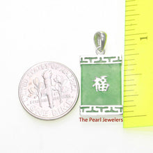 Load image into Gallery viewer, Greek Key “Fu” Green Jade Pendant