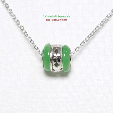 Green Jade Bead Slide Sterling Silver Necklace