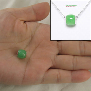 Green Jade Drum Sterling Silver Bead Pendant