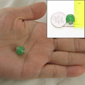 Green Jade Drum Sterling Silver Bead Pendant