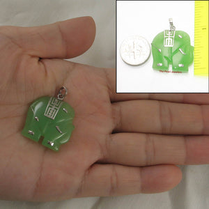 Green Jade Elephant Sterling Silver Pendant