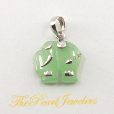 Green Jade Elephant Sterling Silver Pendant