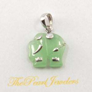 Green Jade Elephant Sterling Silver Pendant