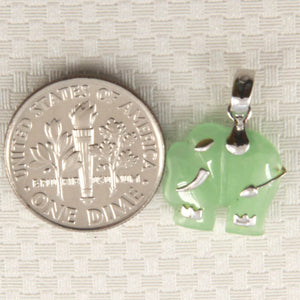 Green Jade Elephant Sterling Silver Pendant