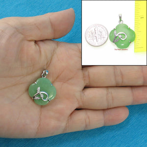Green Jade Flower Sterling Silver Pendant