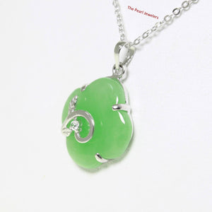 Green Jade Flower Sterling Silver Pendant