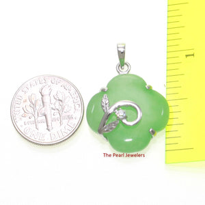 Green Jade Flower Sterling Silver Pendant