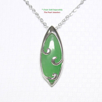 Green Jade Marquise Sterling Silver Pendant