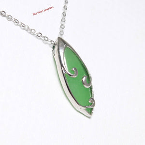 Green Jade Marquise Sterling Silver Pendant