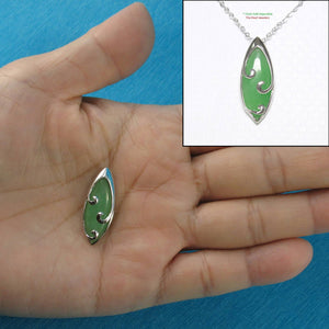 Green Jade Marquise Sterling Silver Pendant