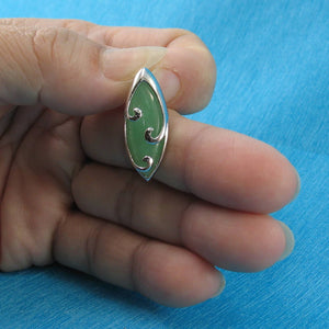 Green Jade Marquise Sterling Silver Pendant