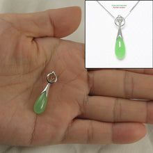 Load image into Gallery viewer, Green Jade Raindrop Sterling Silver Pendant