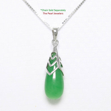 Hand-Carved Green Jade Raindrop Pendant