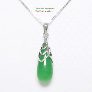 Hand-Carved Green Jade Raindrop Pendant