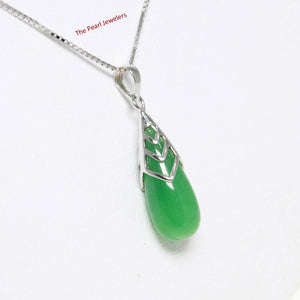 Hand-Carved Green Jade Raindrop Pendant