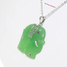 Load image into Gallery viewer, Green Jade &amp; Red Crystal Elephant Pendant