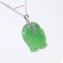 Load image into Gallery viewer, Green Jade &amp; Red Crystal Elephant Pendant
