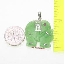 Load image into Gallery viewer, Green Jade &amp; Red Crystal Elephant Pendant